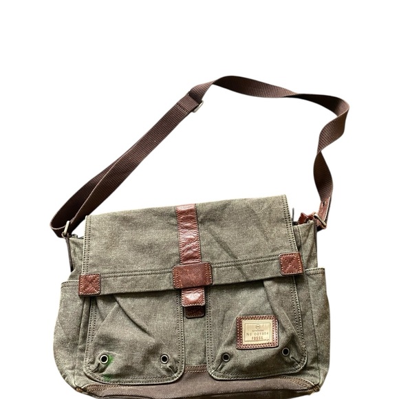 Fossil Other - Vintage Fossil canvas and cowhide leather Messenger laptop Bag